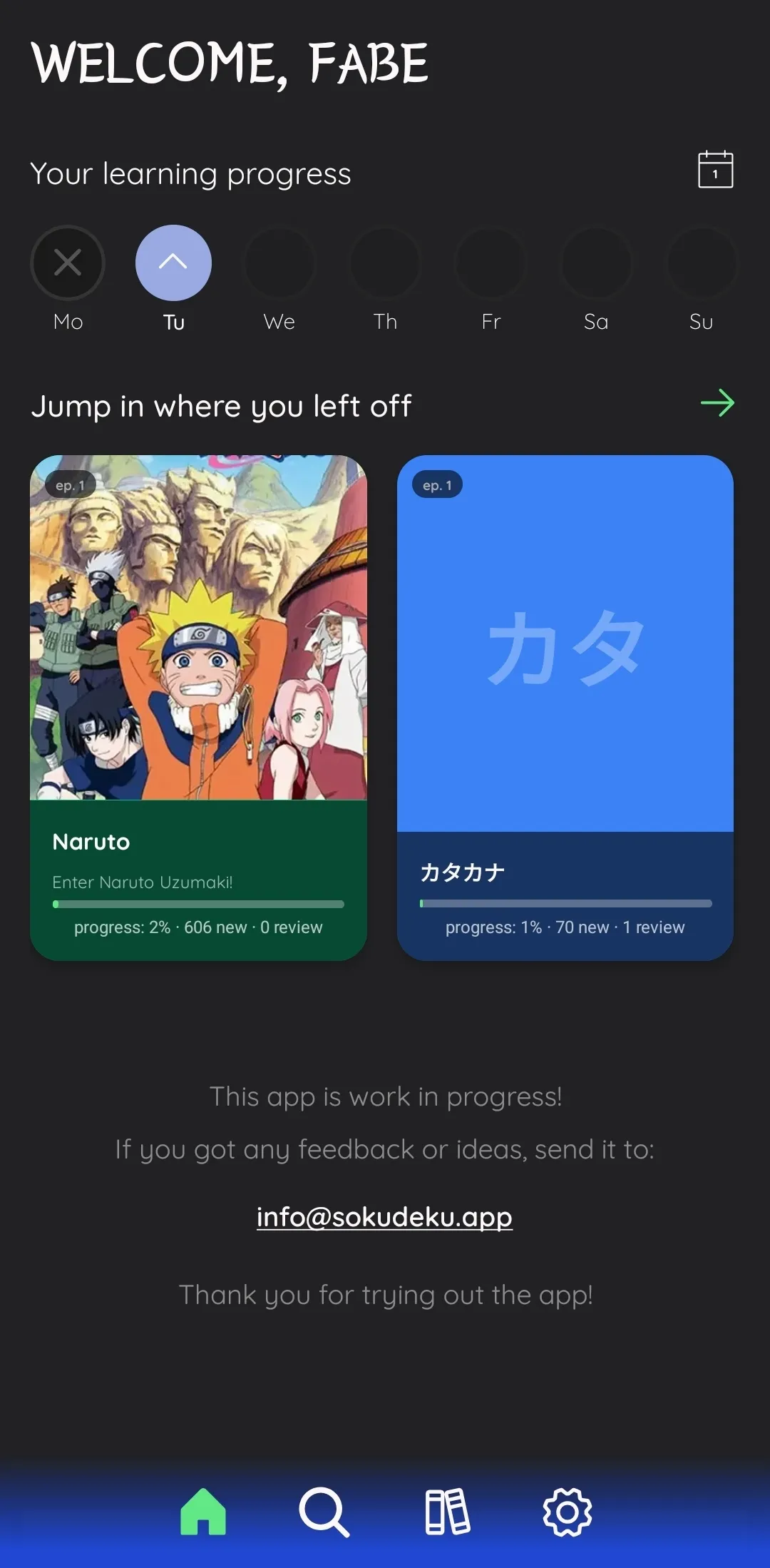 Home screen
