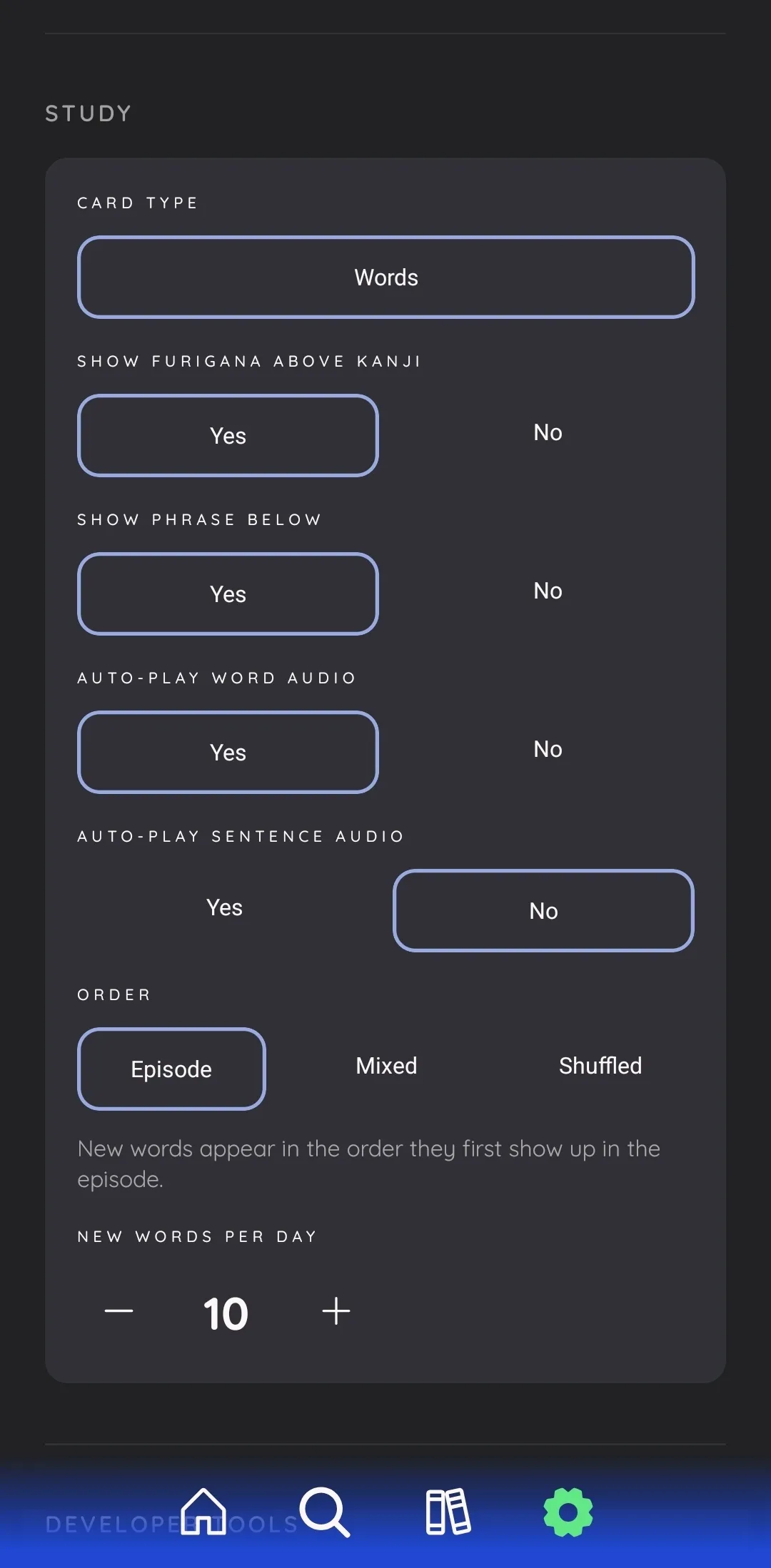 Study options